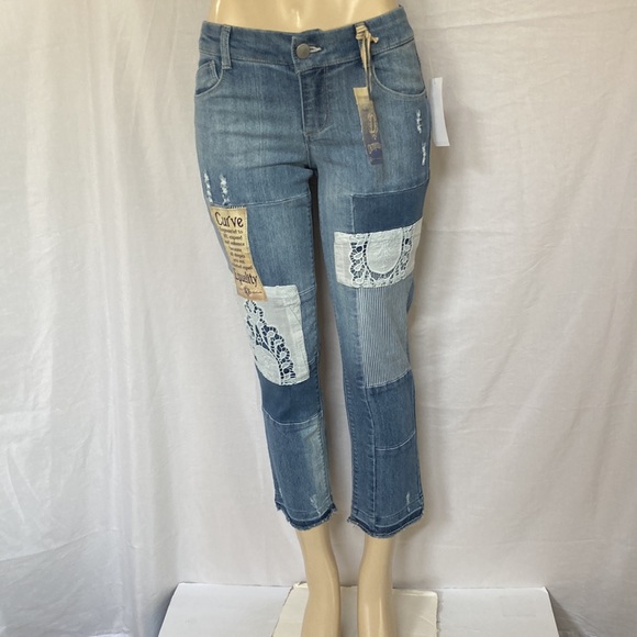 DEMOCRACY Jeans Women’s No Gap Size 4 Light Blue Denim Patched Distressed NWT - Picture 9 of 11